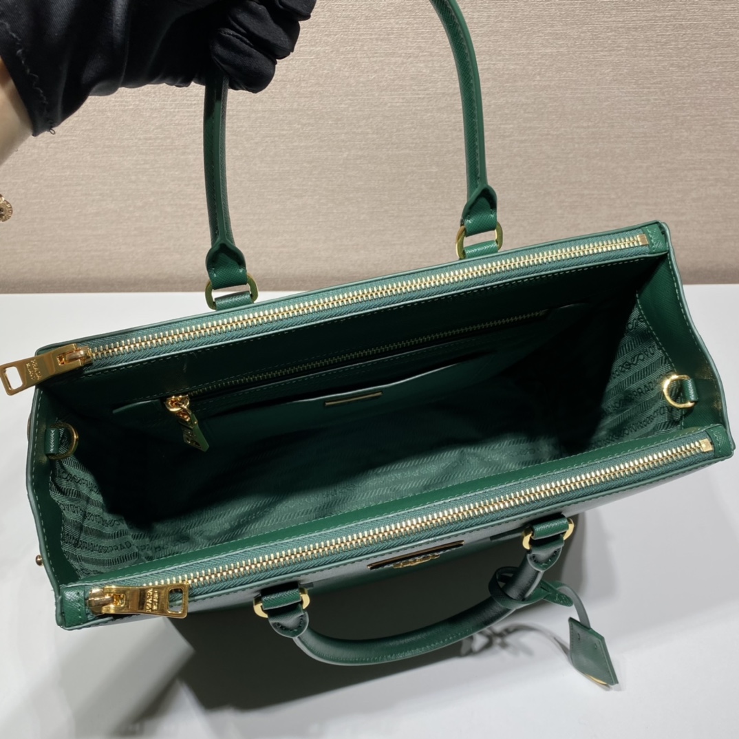 Prada Large Galleria Saffiano Leather Bag Tote Shoulder Bag Mango Green 1BA274